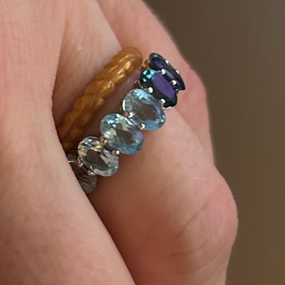 Ombré blue topaz silver ring - Picture 1 of 3